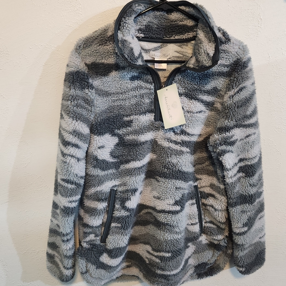 Womens Sherpa Camo Zip Up Sweater